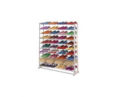 Etagère à chaussures en plastique, coloris : blanc, Dim : H140 x L72 x P25 cm -PEGANE-