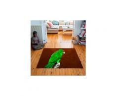 Tapis carré velours antidérapant imprimé animaux green parrot - 135 x 135 cm