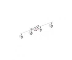 Plafonnier spot enfant 4 têtes "rubby" 79cm rose & blanc