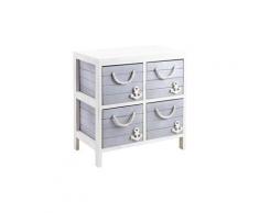 Commode enfant de 4 tiroirs en bois avec motif marin, Dim : 48 x 29 x 50 cm