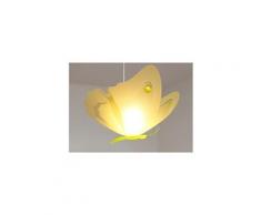 Lampe suspension chambre d'enfant papillon jaune et anis