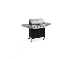Barbecue au gaz albert cuisine extérieure 4 brûleurs + feu latéral avec thermomètre