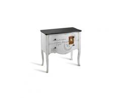 Commode enfant 2 tiroirs en MDF et bois massif, 84,5x40x85cm