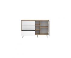 Buffet - bahut - enfilade oslo buffet scandinave - décor chene naturel - pieds inclinés en hetre massif - l 120 cm