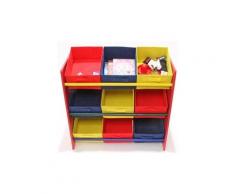 Etagère Coloré pour enfant en bois avec 9 étagères, Dim : H 66 x L 70 x P 30 cm