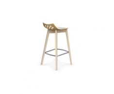 Tabouret de bar jam w jaune moutarde avec piétement en bois naturel
