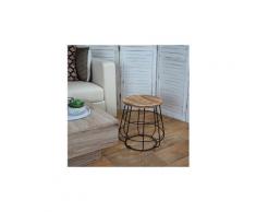 Tabouret hwc-a80, tabouret avec espace de rangement, design industriel, bois naturel, ø 35 cm