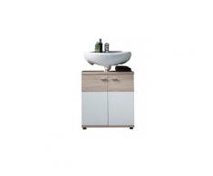Meuble sous lavabo chêne de san remo claire/blanc 60 x 65 x 35 cm