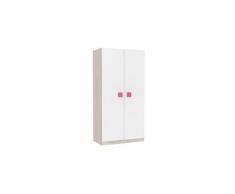 Armoire coloris acacia / blanc / rose - dim : l91 x p55,5 x h 200 cm -pegane-