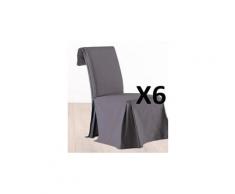 Lot de 6 housses de chaise ajustable gris foncé 100% coton -pegane-