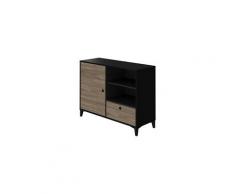 Buffet - bahut - enfilade buffet bas jones - industriel - noir mat et décor chene - l 109,8 cm