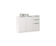 Enfilade 3 portes et 2 tiroirs coloris blanc perle