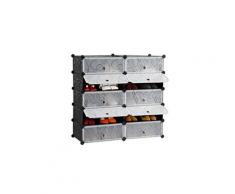 Langria 10 cubes diy range-chaussures modulaire armoire multi-usage, noir et blanc