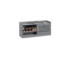 Meuble à chaussures udine banc avec 1 tablette et 2 abattants rangement pour 12 paires, en mdf décor gris mat
