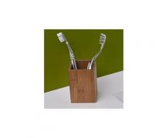 Set accessoires salle de bain gobelets a dents carré - bambou - h10 x l7 x p7 cm