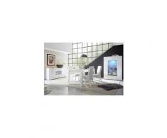 Salle à manger complète laqué blanc brillant - ticato - l 137/185 x l 90 x h 79 - neuf