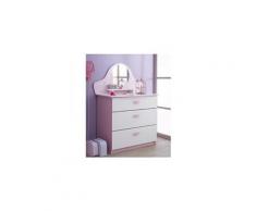Commode enfant 3 tiroirs rose orchidée-blanc perle co105