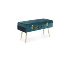 Banc coffre coloris bleu - l 80 x p 34 x h 42 cm -pegane-