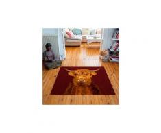 Tapis carré velours antidérapant imprimé animaux highlander - 135 x 135 cm