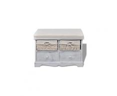 Icaverne - bancs coffres distingué banc de rangement blanc en bois avec 2 paniers de tissage et 2 tiroirs