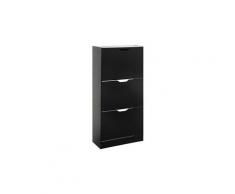Armoire à chaussures bois 3 tiroirs noir
