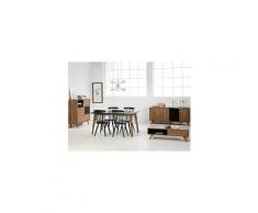 Salle à manger complète bois/noir - nadia - l 150/190 x l 90 x h 76 - neuf
