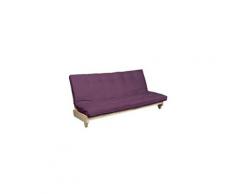 Pack futon latex aubergine 140x200 banquette fresh bois naturel