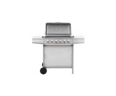 Barbecue au gaz avec 6 zones de cuisson inox argenté