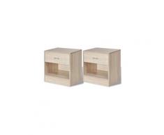 Table de nuit chevet commode armoire meuble chambre 2 pcs avec tiroir couleur de chêne helloshop26 1402135