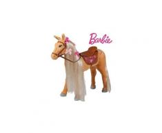Happy People 58036 Cheval de Barbie en peluche à monter avec selle façon cuir