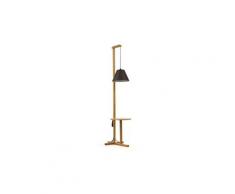 Lampadaire design avec table d'appoint "floor" 199cm chêne & noir