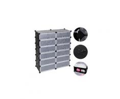Armoire à chaussures meuble à chaussures etagère avec portes plastique, 12 casiers facile à monter, etagère de rangement pratique
