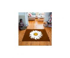 Tapis carré velours antidérapant imprimé floraux lady marguerite - 135 x 135 cm