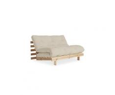 Canapé convertible futon racines pin naturel coloris beige couchage 140*200 cm.