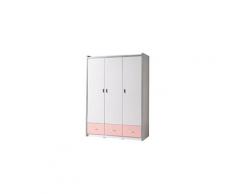 Armoire 3 portes 140,5x60x202 cm rose - assia