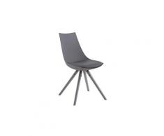 Stylé chaise de salle à manger, de cuisine, de salon amman cuir synthetique gris rond