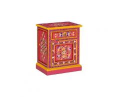 Table de nuit chevet commode armoire meuble chambre bois de manguier massif rose peinture à la main helloshop26 1402084