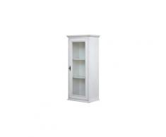 Vitrine murale 1 porte laquée pour salon ou salle à manger, avec 2 étagères réglables, finition blanc ou ivoire shabby chic