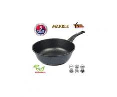 Poêle korea wok, 5 ans garantie, indicateur de chauffage, anti-adhésive marble, 26 cm tous feux : gaz, électrique, induction & céramique, kww2622mr
