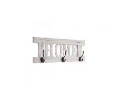 Porte-manteau mural patère en bois blanc vintage 20x55cm med04052