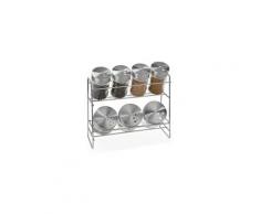 Etagère à épices en métal + 7 pots à épices en verre