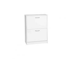 Meuble à chaussures 2 tiroirs en bois blanc - mc4012