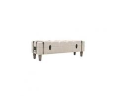 Banc/coffre 2 places en bois et tissu crème l.111cm cs2457631