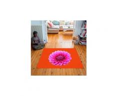 Tapis carré velours antidérapant imprimé floraux dahlia - 135 x 135 cm