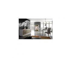 Salle à manger complète blanc laqué mat et couleur bois pacome - l 180 cm