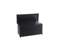 Coffre à coussins en polyrotin, hwc-d88, coffre jardin ~ basic noir, 63x135x52 cm, 320l