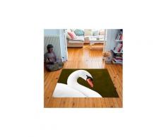 Tapis carré velours antidérapant imprimé animaux swan ii - 135 x 135 cm