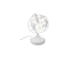 Lampe enfant en fer à la forme d'un globe terrestre blanc - d.16,5 x h.24 cm -pegane-