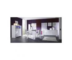 Salle à manger complète blanc laqué design eleonore avec éclairage