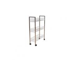 Etagère en métal chromé avec roulettes 3 paniers de rangement eta05001